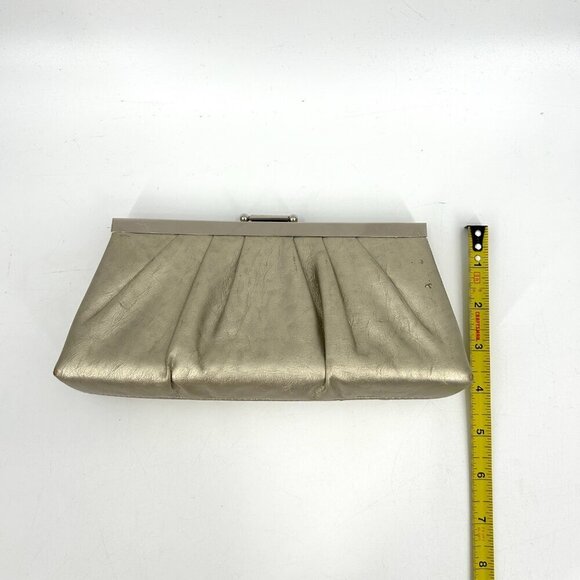 GUNNE SAX Vintage Gold Metallic Pleated Small Hand Clutch Purse - Picture 12 of 13